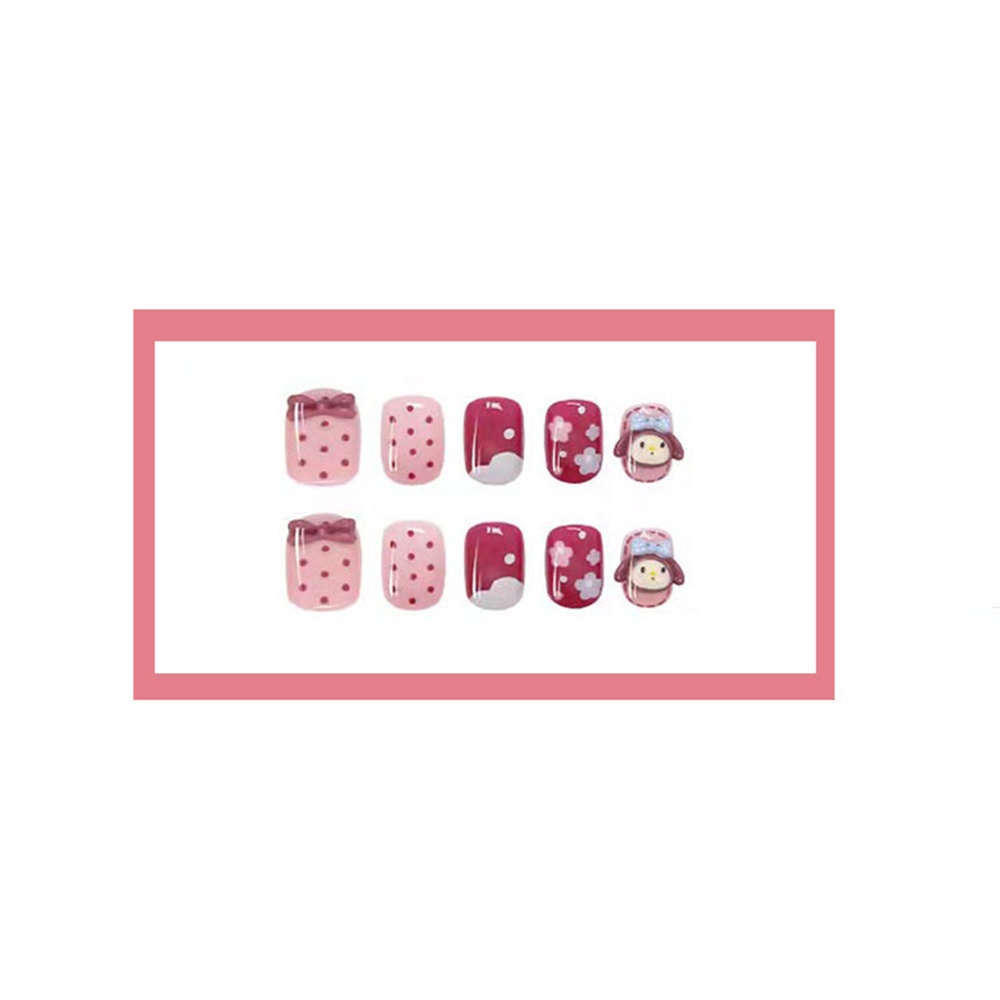 24pcs Kuku Palsu Motif Polkadot Untuk Nail Art