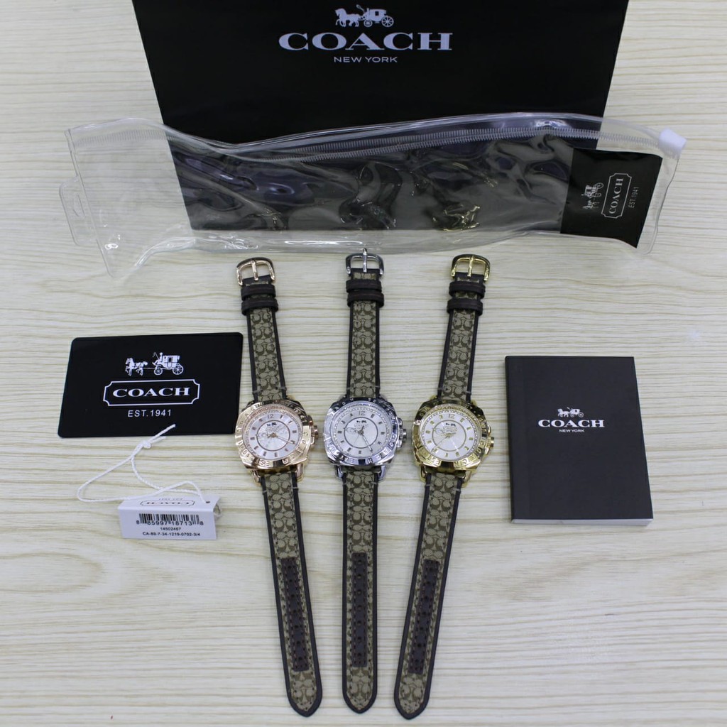 GARANSI Jam tangan wanita COACH leather strap