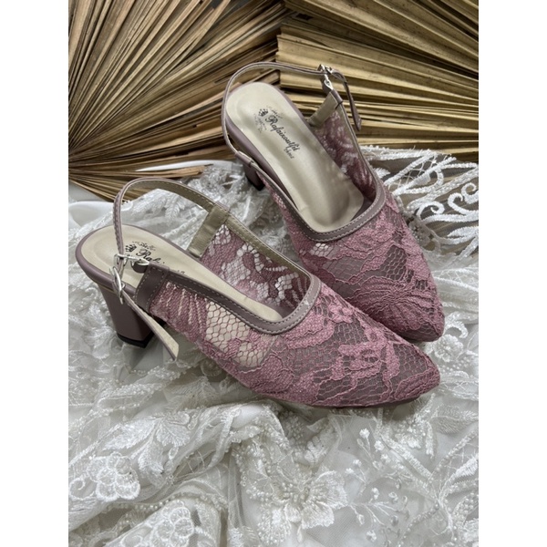 sepatu clarisa sepatu wanita sepatu wedding wrna mauve tinggi 7cm tahu