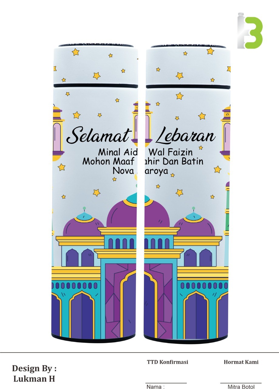 Parcel Lebaran Idul Fitri 2021 / Termos Happy Selamat Eid Mubarak 1442 H 500ml