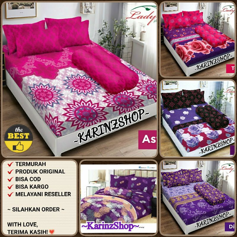 Sprei Lady Rose ASTONIA/TEVA/DIANA/MILI/FURLA (Uk. King 180x200 Nomer 1/Queen 160x200 Nomer 2)