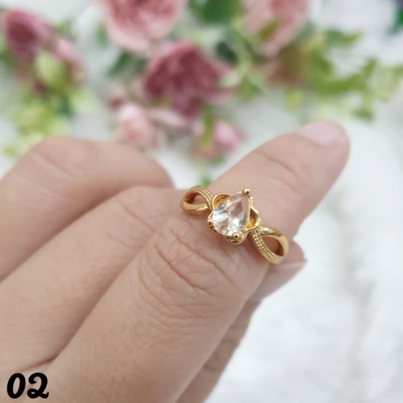 Cincin Xuping Fashion Simple Mata satu Warna Gold C03047