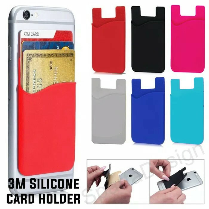 Silicone Card Holder HP Tempat dompet Kartu Tempel 3M di Handphone