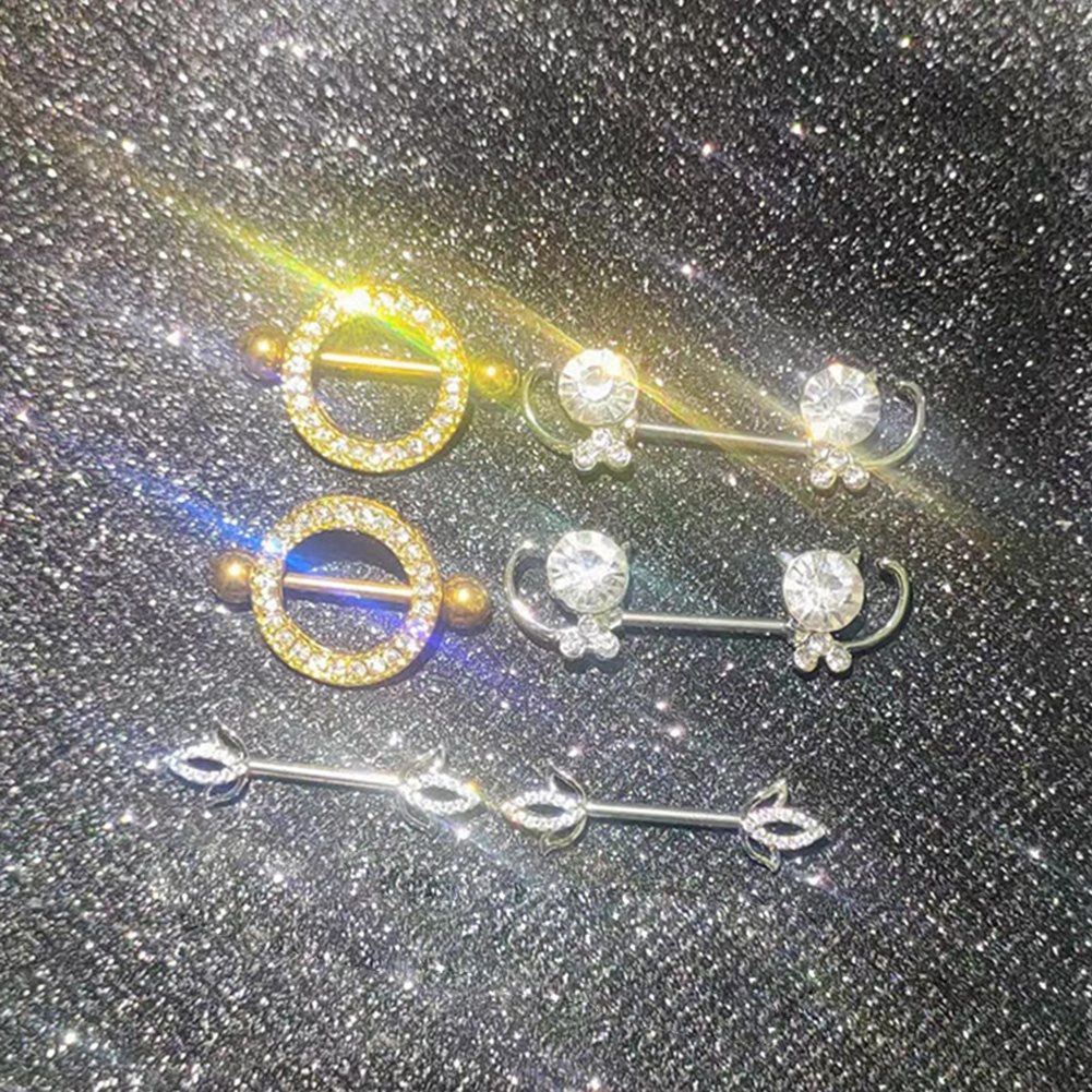 1 Pasang Anting Tindik Puting Bentuk Kupu-Kupu Aksen Zircon Untuk Wanita