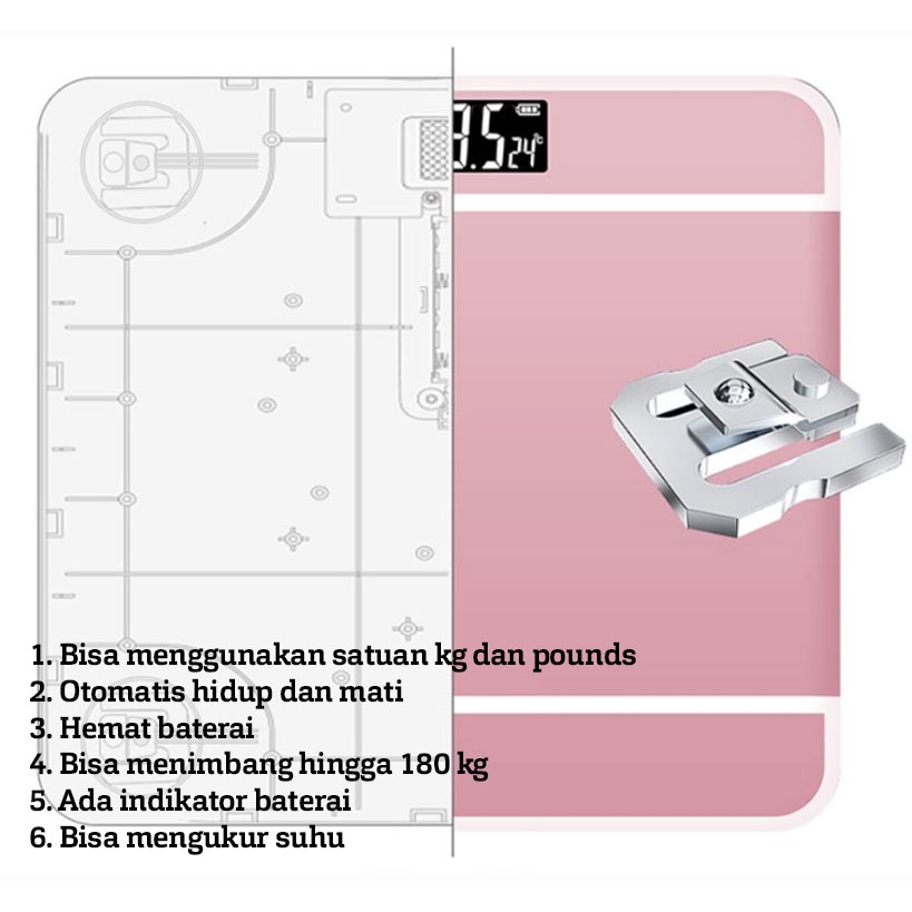 StarHome Timbangan Badan Digital Kaca Kotak 28 cm - Timbangan Digital - Digital Weight Scale