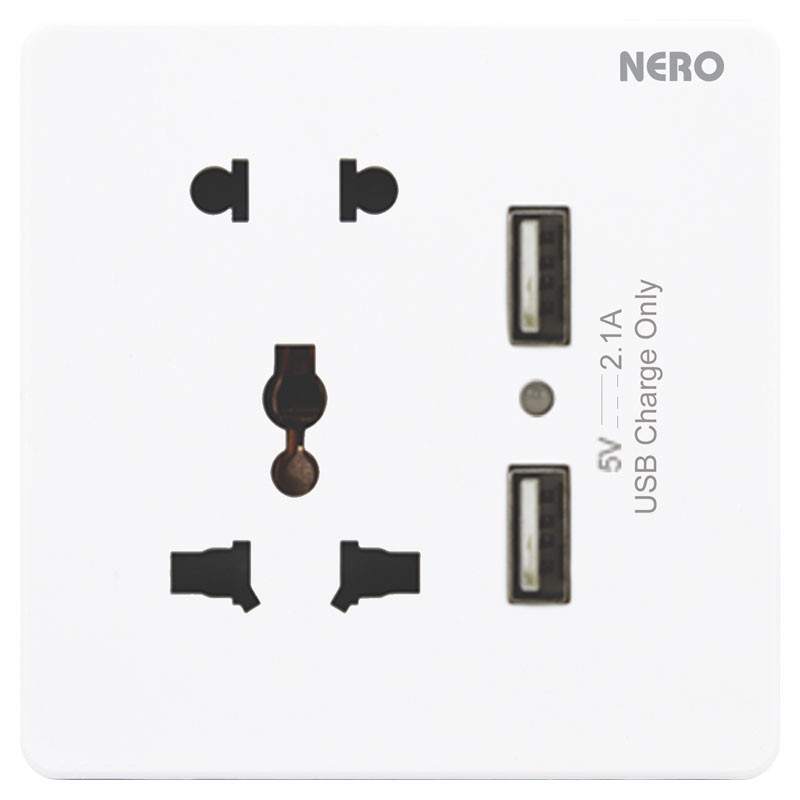 STOP KONTAK UNIVERSAL + USB NERO CASA WHITE NERO X291-W