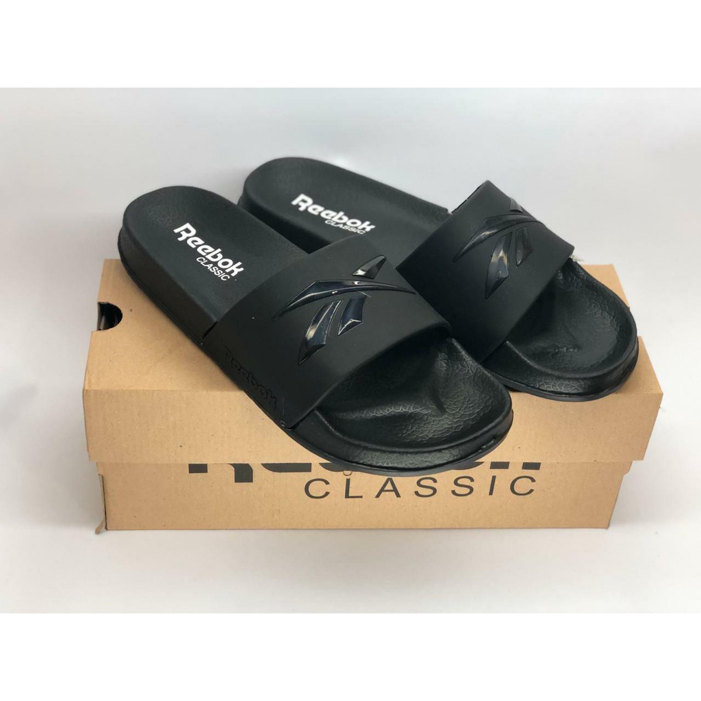 Sendal Reebok Classic Pria Wanita Full black Made in vietnam BNIB SANDAL WANITA SANDAL PRIA