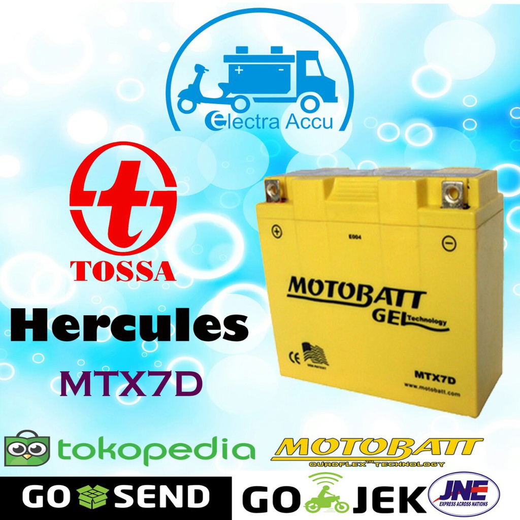 Aki Motor Tossa Hercules MTX7D GM7B Motobatt Accu Kering