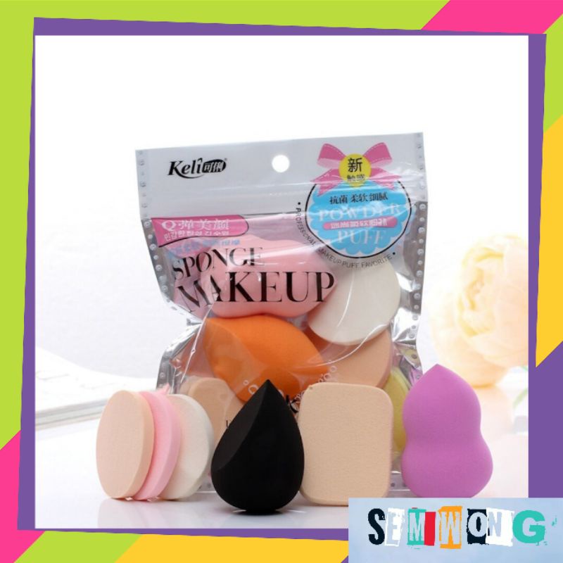 Spons Make Up Set 6 IN 1 Beauty Blender Sponge Bedak Isi 6 Pcs