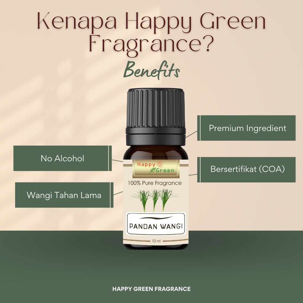 Happy Green Pandan Wangi Fragrance Oil - Aroma Pandan Fresh Menyegarkan