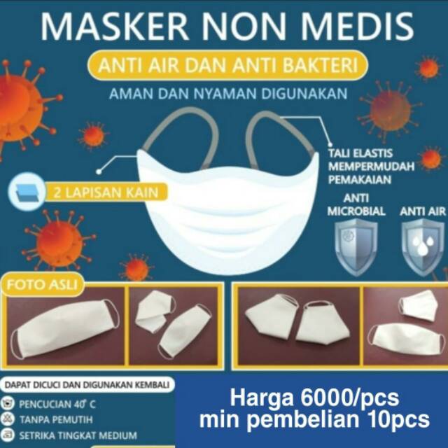 MASKER NON MEDIS ANTI AIR NYAMAN DIPAKAI