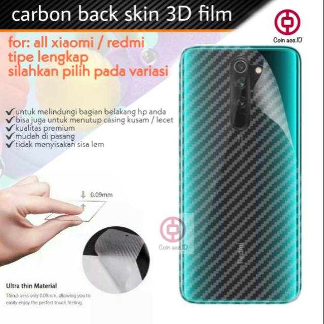 GARSKIN CARBON 3D XIAOMI REDMI NOTE 9 Pro/8 PRO/8A/7/7A/7 PRO/9C/9A - anti gores carbon 3d