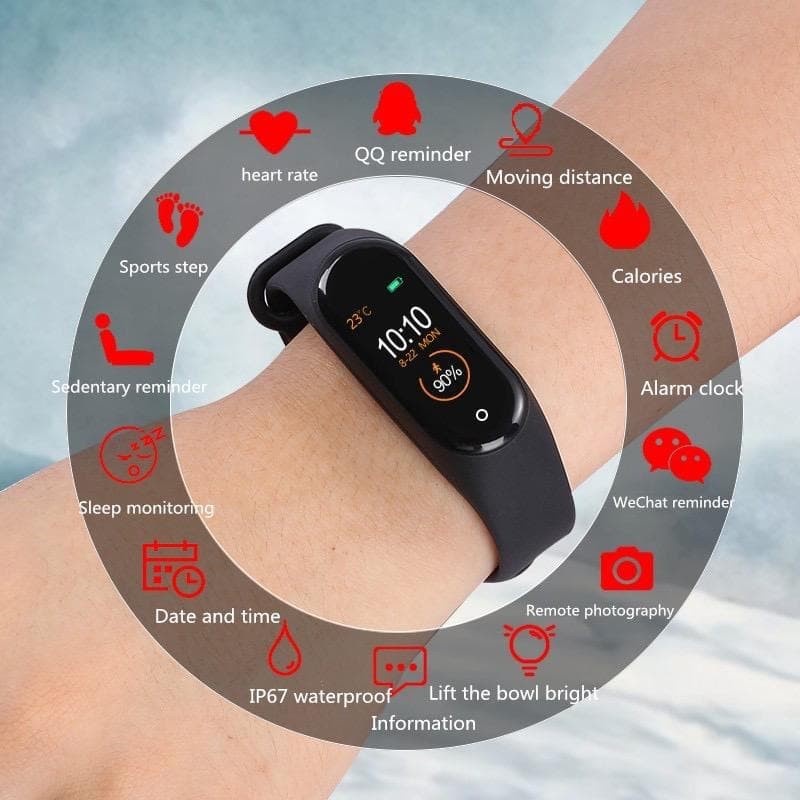 Dennos M4 Smart Band Watch Jam Tangan M2 M3 Bluetooth Sport Heart Rate