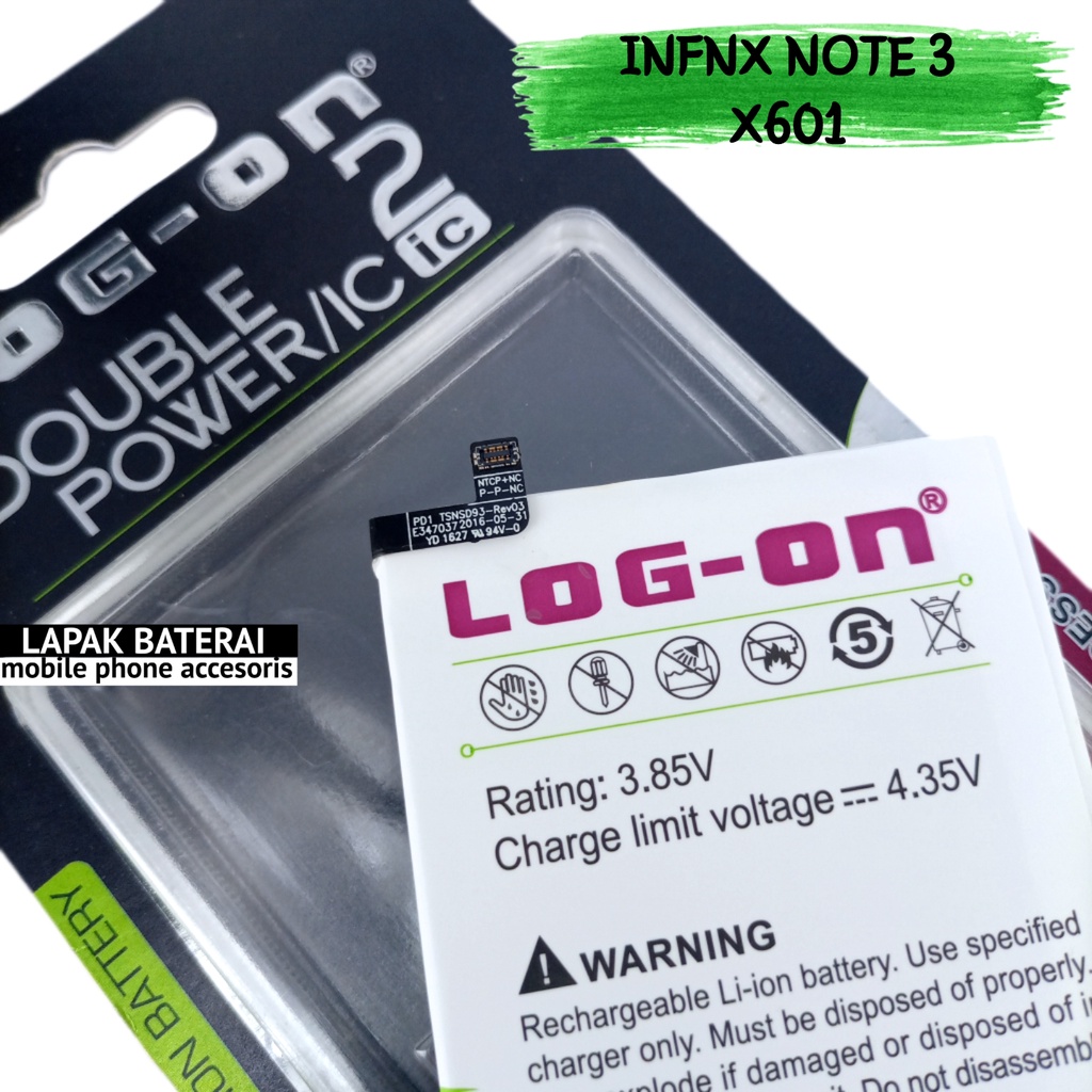 LOG - ON Baterai Infinix Note 3 X601 BL-45BX Double IC Protection Battery Batre