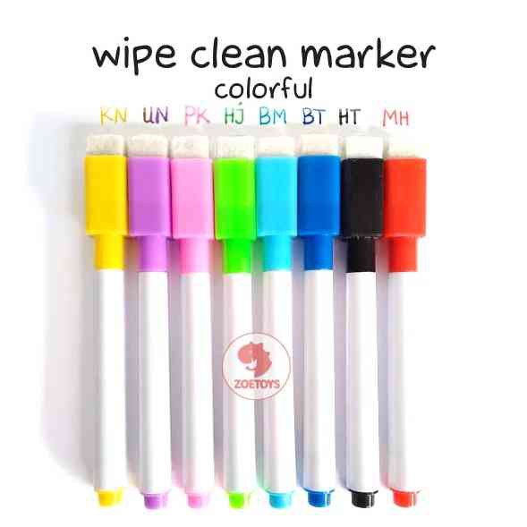 Zoetoys Wipe Clean Marker | Liquid Chalk Spidol Wipe Clean Book | Papan Tulis Whiteboard Blackboard Sepidol Kecil Mini Warna Warni Penghapus Marker Anak anak 2 in 1 Murah