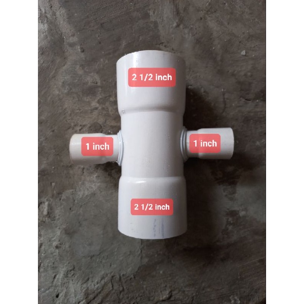 Cross Tee fitting pipa pvc 4 arah 2 1/2 inch x 1 inch