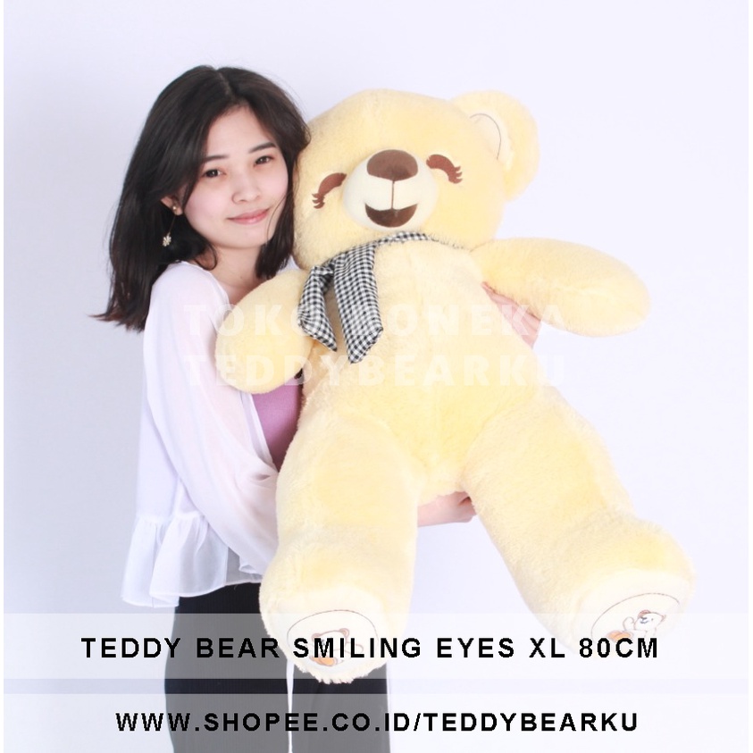 Boneka Beruang Teddy Bear Smiling Eyes XL Jumbo Besar 80CM