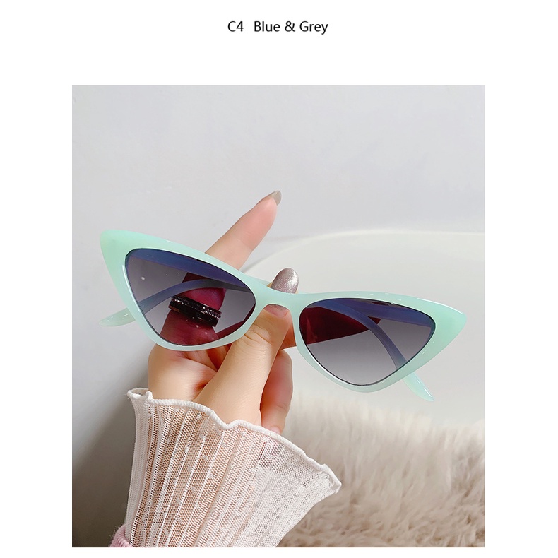 Kacamata Hitam Polarized UV400 Bentuk Mata Kucing Segitiga Gaya Retro Untuk Wanita