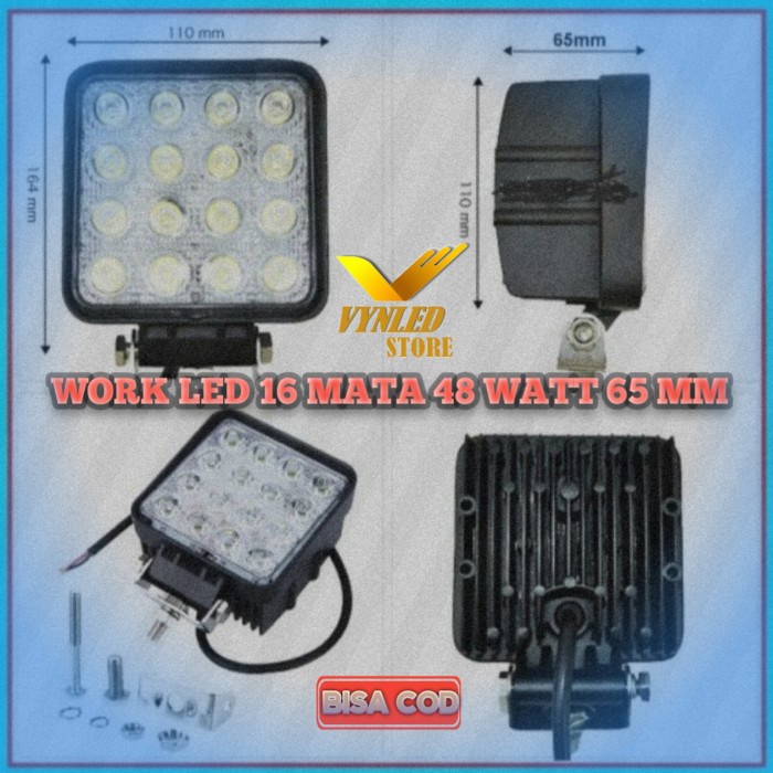Lampu kerja led sorot motor mobil 12/24 VOLT 16 mata tebal 65mm-A15
