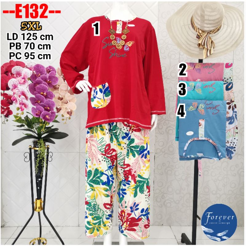 Stelan kaos Forever PP Size 5XL Babydoll Jumbo baju tidur Forever Termurah Kancing Depan E132