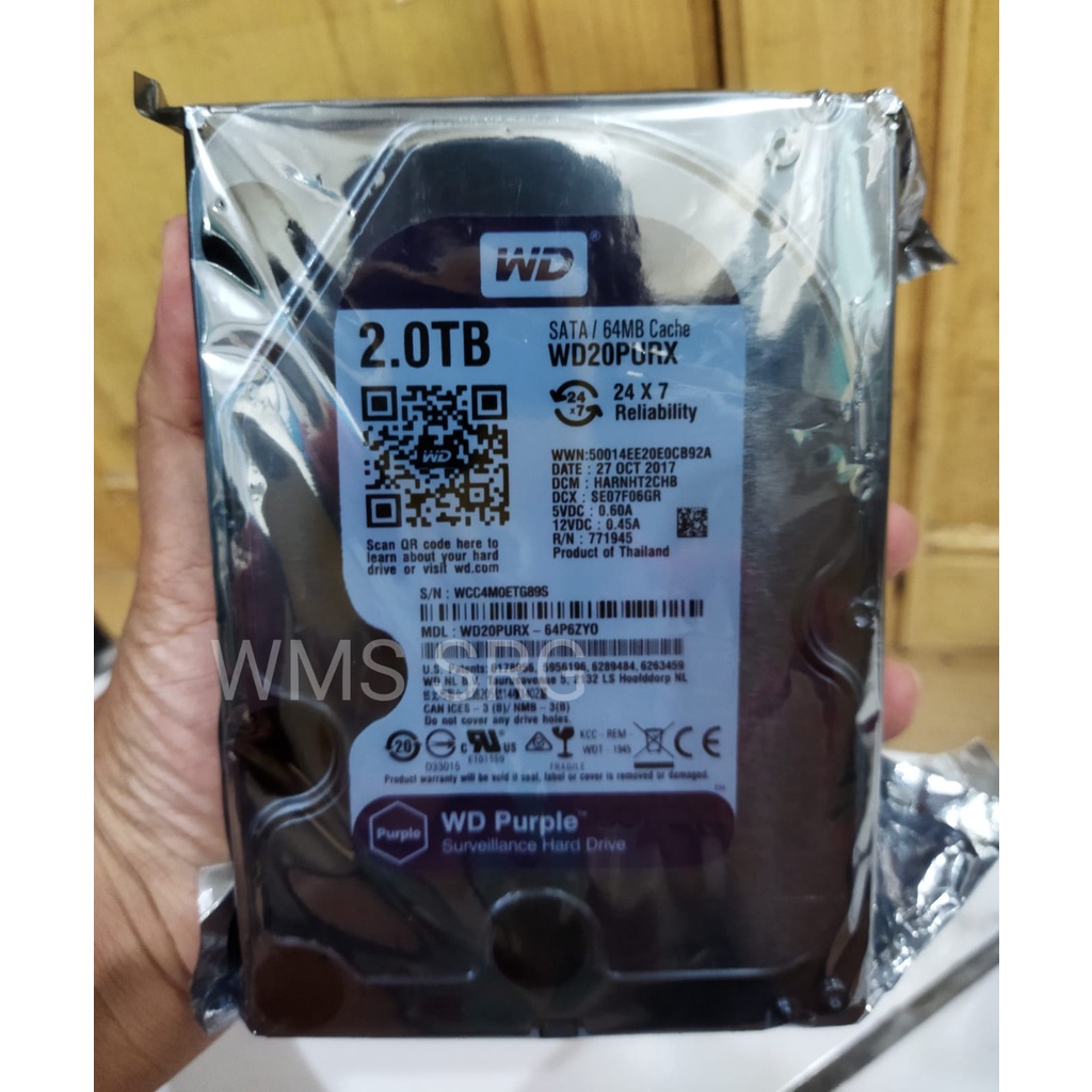 WD20PURX HARDISK  2 TB WD PURPLE HARDISK CCTV