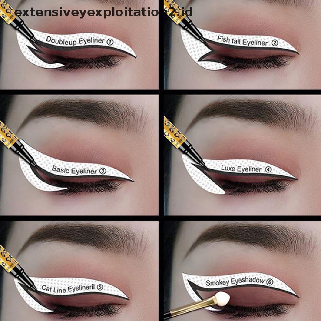 (Hotter Model 1) 48pcs / Set Stiker Stensil Eyeliner 12 Model Untuk Makeup Wanita