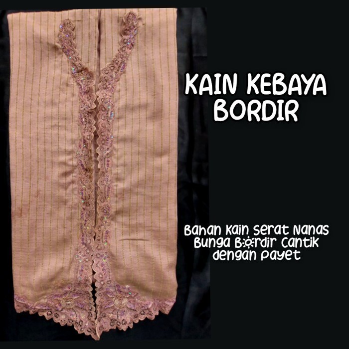 Kain Kebaya Katun Bordir SN76 : Katun Serat Nanas warna Peanut Payet