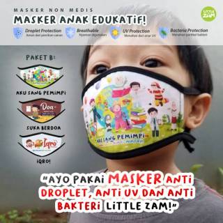  MASKER  KAIN ANAK  EDUKASI AFRAKIDS HARGA  UNTK 1 Pcs 