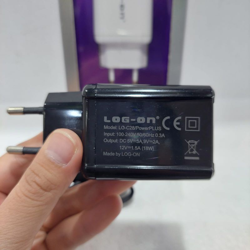 CHARGER LOG-ON LO-C28 QUICK CHARGER 3.0 PENGISIAN DAYA CEPAT