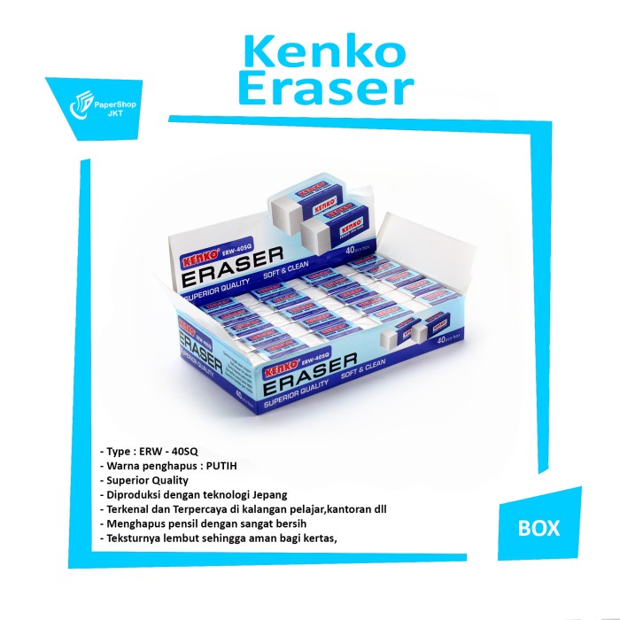 

CODE665 [BOX] Kenko Eraser / Penghapus Pensil ERW-40 SQ