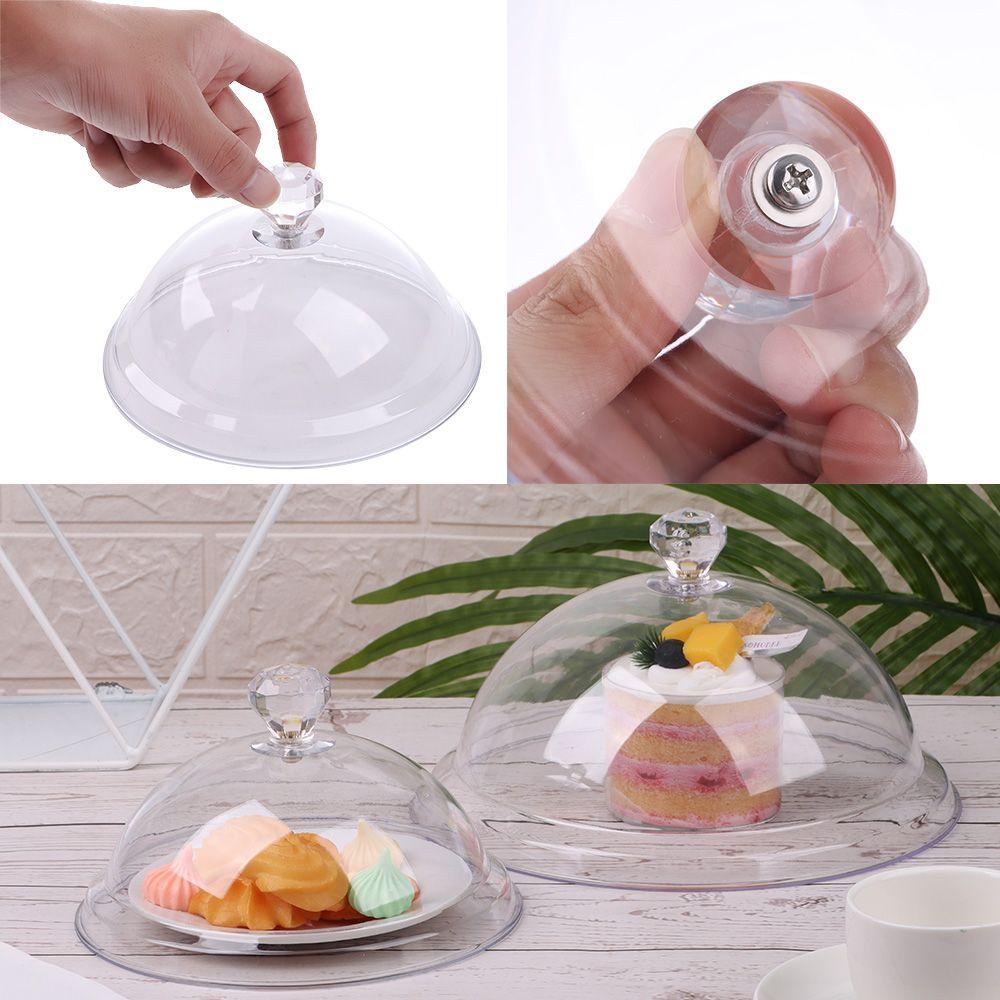 Top Penutup Makanan Transparan Tahan Debu Dekorasi Pesta Dessert Storage Tray Round Dish Kue Roti Piring