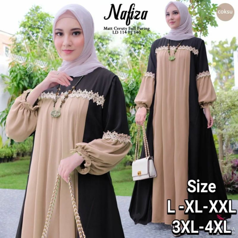 GAMIS NAFIZA KANCING BELAKANG DRESS CERUTY BABYDOL IMPORT PREMIUM UKURAN JUMBO L XL XXL XXXL XXXXL