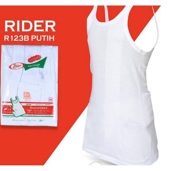 Kaus Dalam Pria Dewasa RIDER R123B Putih - Singlet Cowok Rider Putih Polos