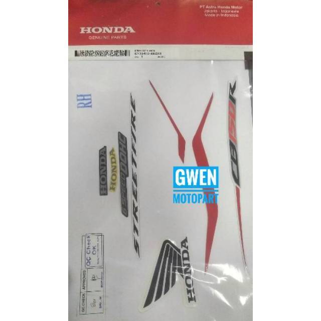 Stripe Set Sticker Stiker Body CB150R CB 150R Streetfire Led White Putih 871X0K15680ZAR 871X0K15680Z