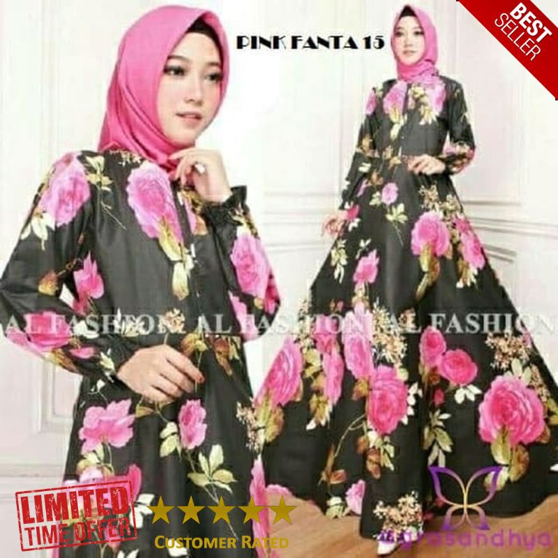 TERLARIS maxi emy 15 pink fanta baju gamis wanita terbaru busana muslim murah