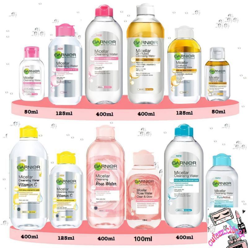 ☃️Cutezz_Ching1☃️Garnier Micellar Cleansing Water Series♡Pink♡Blue♡Rose Water♡Vitamin C♡Biphase♡