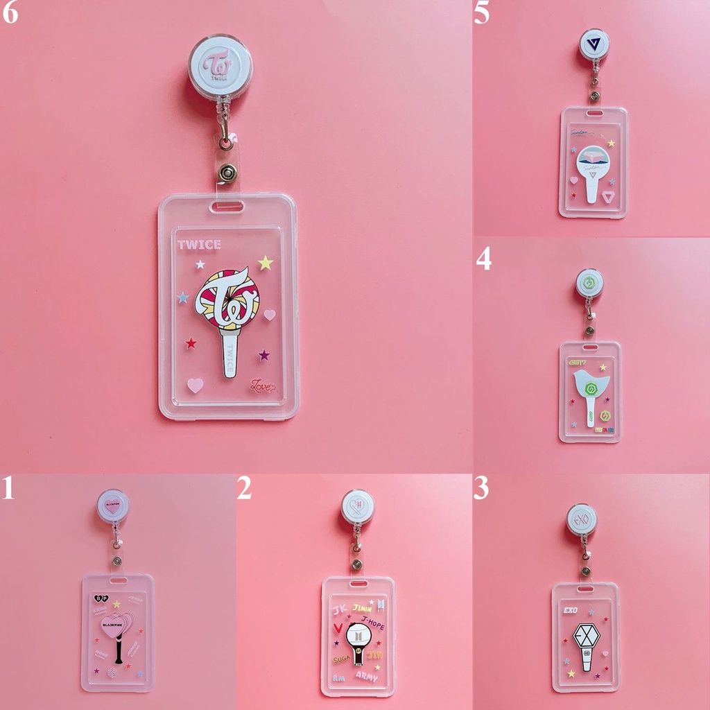 SUYOU Women Men Retractable Card Holder Multifunctional Name Badge Holder ID Business Case Fashion Office School Luggage Tag Cover Lovely BTS BLACKPINK TWICE  EXO GOT7