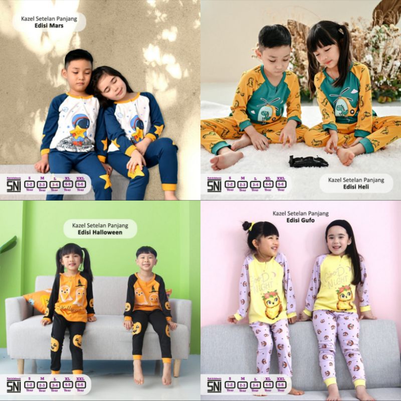 Kazel piyama anak, piyama setelan panjang kazel, Pajamas kids