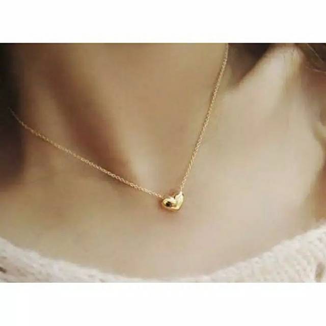 (ACC42) Kalung Hati Heart Chain Necklace (Kalung Aksesoris Fashion Simple Hati / Love Emas Gantung)