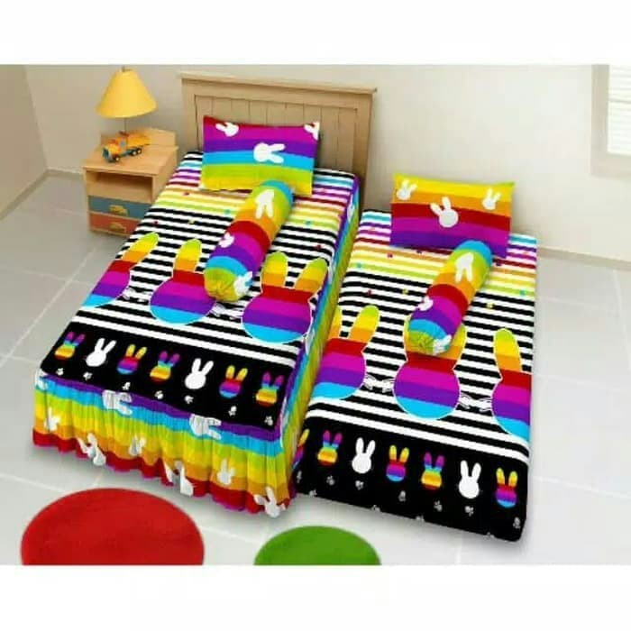 Murah Sprei Sorong Rumbai / flat (2 in 1) Kintakun Uk 120 Rabit