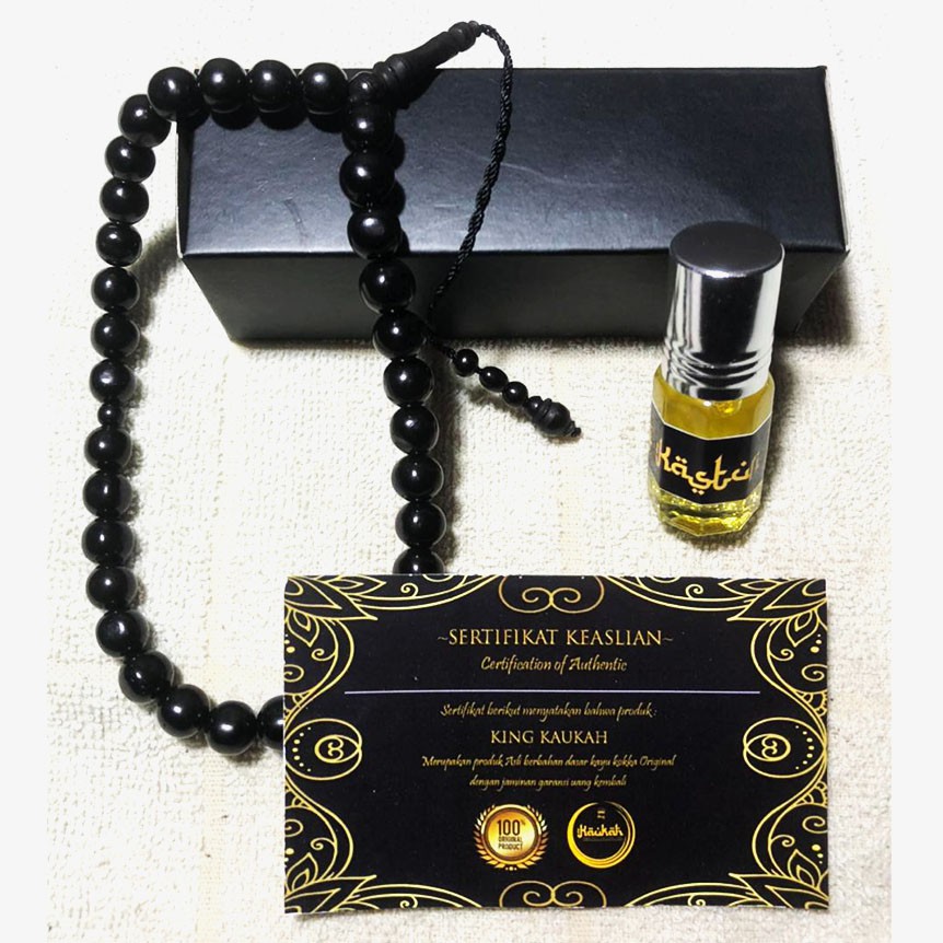 Tasbih 33 Kayu Kokka BERSERTIFIKAT Bulat 33 butir Kaukah Koka Kaoka Uk 8mm bonus Parfum kasturi