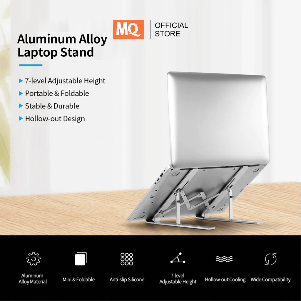 MQ Laptop Stand Holder Portable Aluminium Multifungsi Anti Slip Untuk Laptop/Notebook LS-001