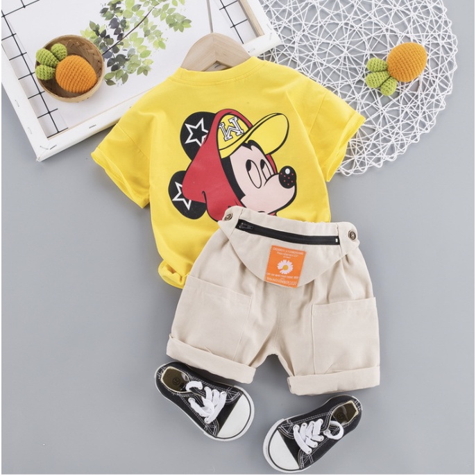 babyfit baju setelan anak cowok set model tas dengan celana pendek chino shorts sy-m13