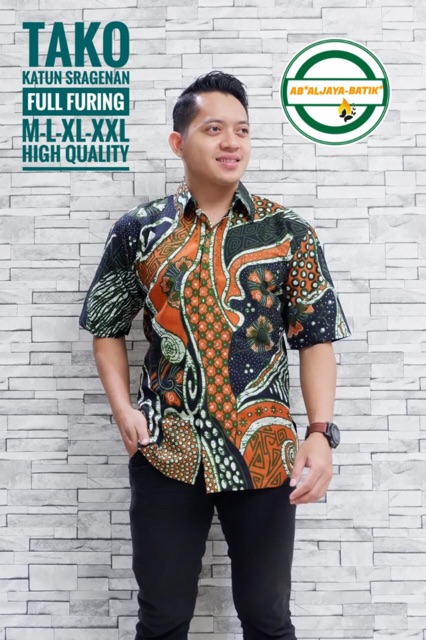 Kemeja Batik TAKO FULL FURING Katun Cabut Sragenan Ori Solo