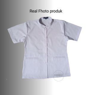 Baju jaga laki-laki,  baju perawat cowo putih lengan pendek,  baju scrubs, bahan standar medis