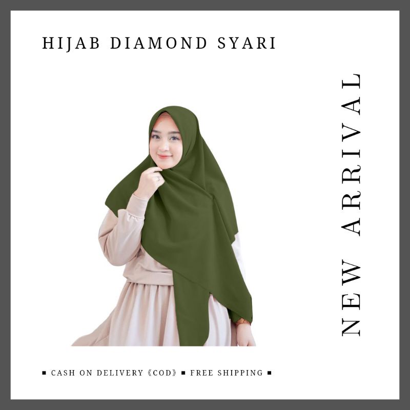 Hijab DIAMOND SYARI 130x130 Army Hijab Segi Empat Jumbo Grade Original