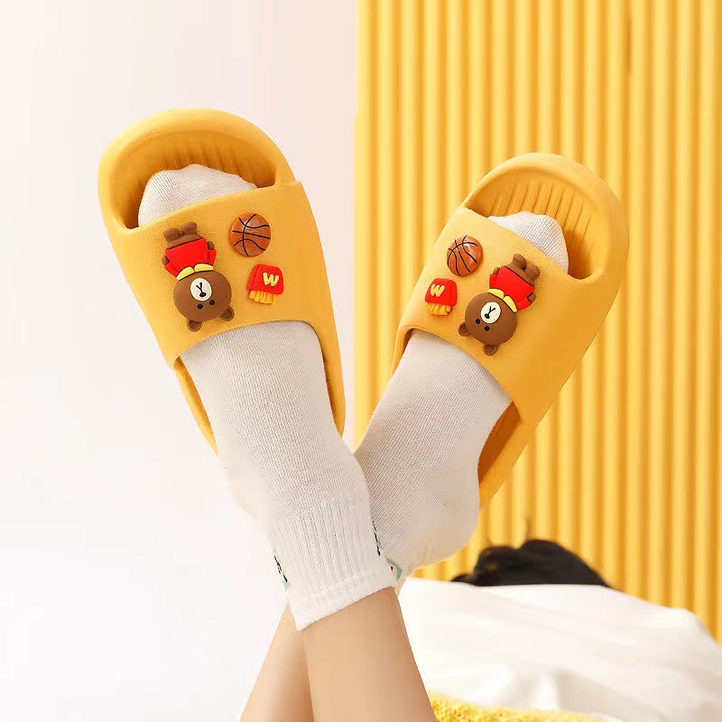 Sandal Flat Wanita Import STIKER 3D lucu Sandal Rumah Wanita Sendal Anak Slop Cewek Empuk Premium Anti Slip Murah
