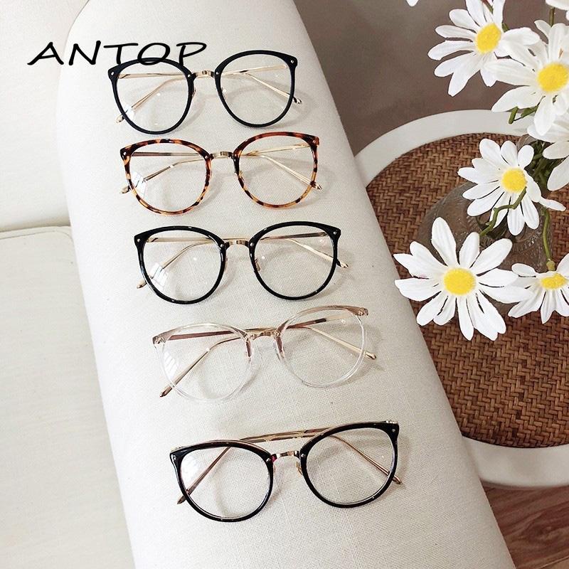 Kacamata Retro Leopard Wanita Mata Kucing Anti Radiasi Fashion Korea Cat Eye Eyeglasses ANTOP