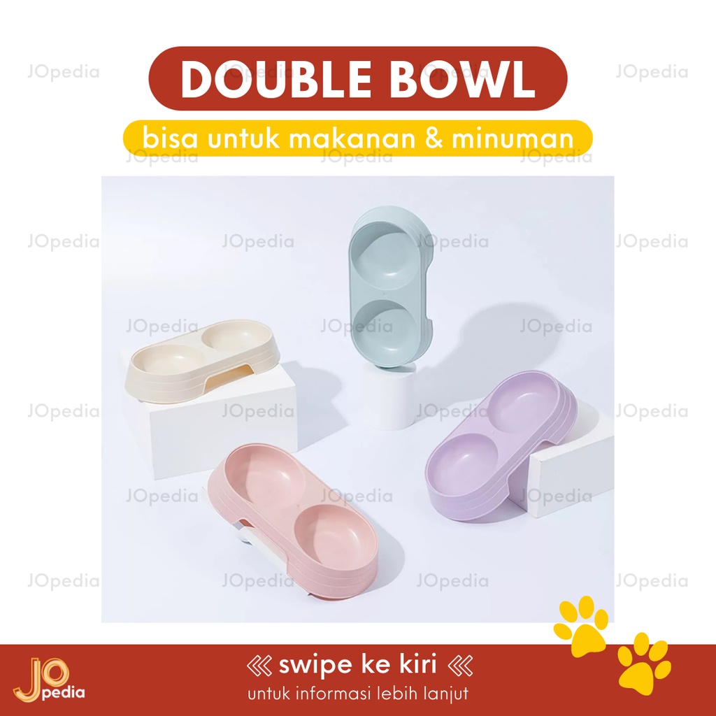 DOUBLE BOWL Pastel Tempat Makan Minum Kucing Anjing Mangkok Feeder