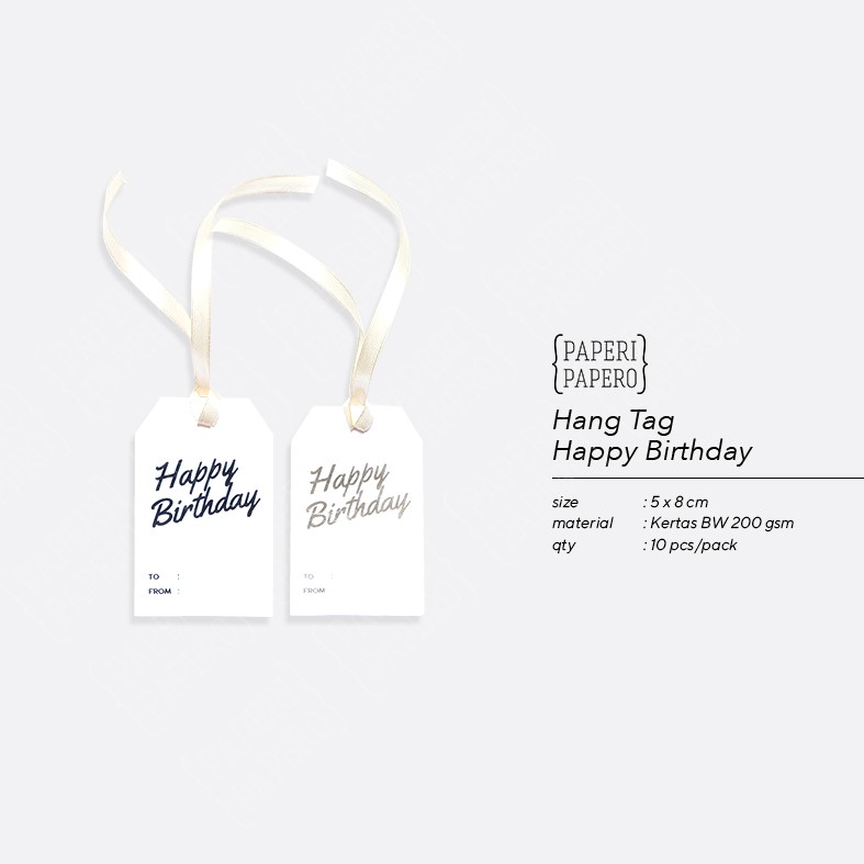 

Premium Tag Happy Birthday (5 x 8 cm) - Hangtag / Kartu / Label Pita Foil Emboss